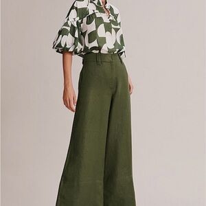 Country Road Olive Wide-Leg Linen Pants